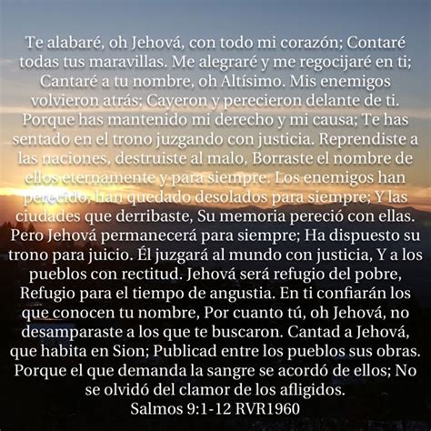 Salmos 9 1 12 Te alabaré oh Jehová con todo mi corazón Contaré todas