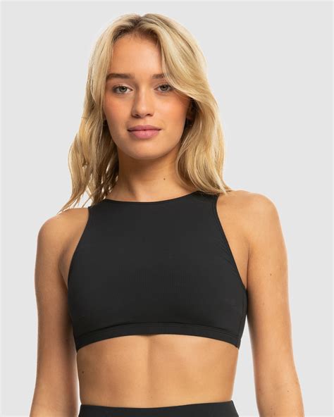 Roxy Womens Roxy Pro The Pop Up Crop Bikini Top Anthracite SurfStitch