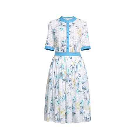 Toscana Floral Print Broderie Anglaise Midi Dress In Blue Rumour