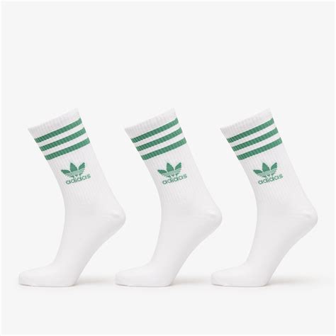 Socks Adidas Mid Cut Crew Sock 3 Pack White Preloved Green Mgh Solid
