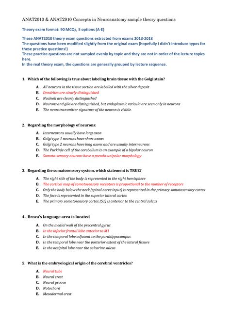 Sample Theory exam 2019, answers - Theory exam format: 90 MCQs, 5