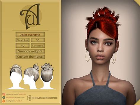 Aurummusik S Aster Hairstyle Sims Curly Hair Sims Hair Sims