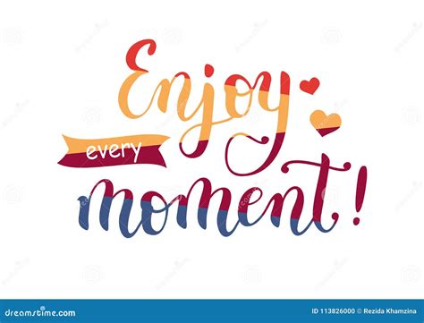 Lettering Of Enjoy Every Moment In Four Colors Stock Vector