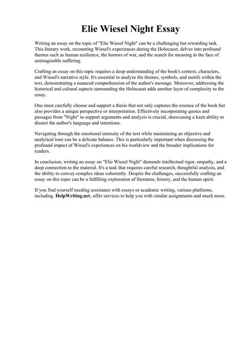 Elie Wiesel Night Pdf 1