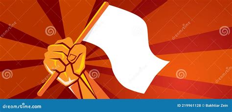 Hand Holding White Blank Flag Symbol Of Surrender Freedom Stock Vector