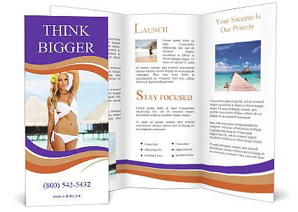 White Bikini For Carribean Trip Brochure Template Design ID