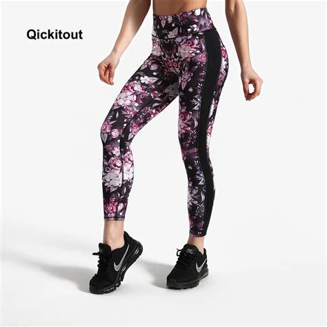 Women Mesh Pattern Fitness Leggings Flowers Printed Workout Leggings