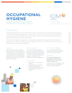 Fillable Online Iom World Occupational Hygiene Awareness Biomb