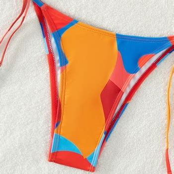 Wholesale Sexy Batch Printing Padded Halter Neck Self Tie Triangle Bikini Sets Ba