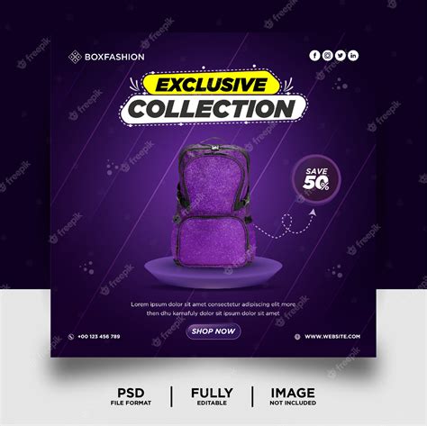 Premium Psd School Bag Brand Product Social Media Banner