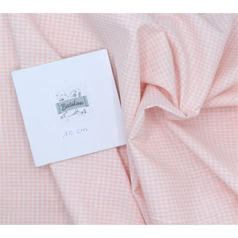 Tissu coton Vichy carreaux Coloris blanc nude Vendu au mètre