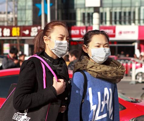 Chinese Women With Face Mask Editorial Stock Image Image Of Growth