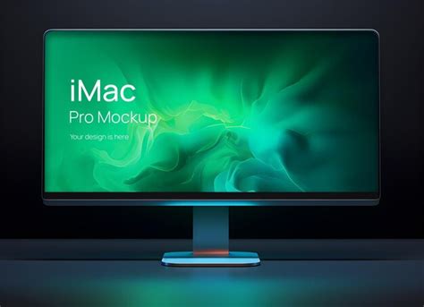 Premium PSD | Apple_xdr_monitor_mockup_in_the_style_of_green_minimalist