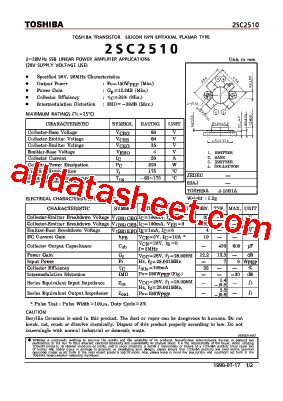 2SC2510 Datasheet(PDF) - Toshiba Semiconductor