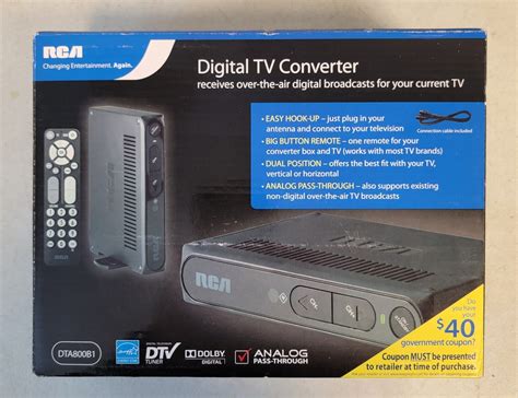 RCA Digital To Analog TV Converter Box DTV Tuner W Remote Cables