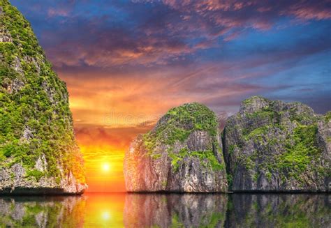 Sunset On Pranang Beach Railay Krabi Province Thailand Stock Photo