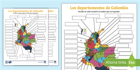 Mapa De Colombia Departamentos Y Capitales Teacher Made 22275 The