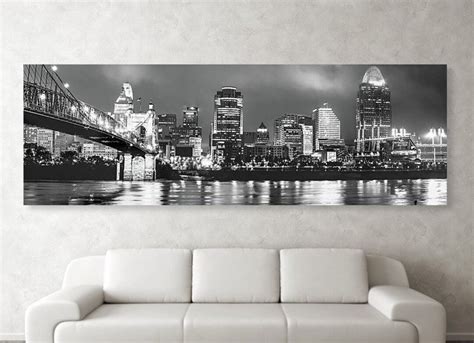 Cincinnati Skyline Panorama Print, Panoramic Wall Art, Ohio River, John ...