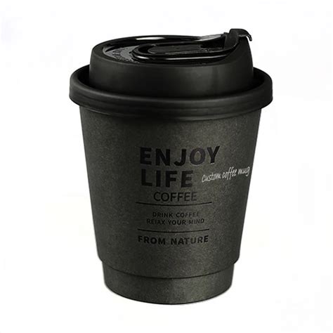 Disposable Eco Black Double Oz Coffee Paper Cup Hot Beverage Cups For Tea Hot Chocolate Water
