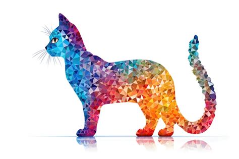 Un Dibujo Multicolor De Un Gato Hecho De Rectángulos Formas Geométricas