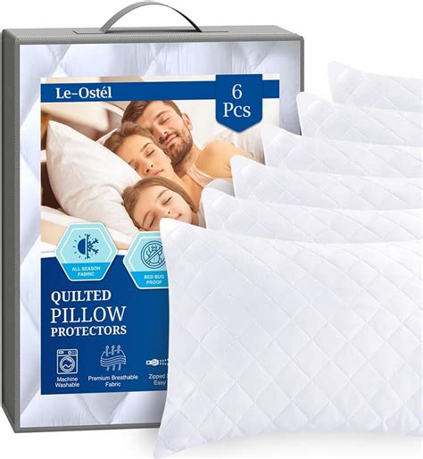 Le Ostél Pillow Protectors 6 Pack Ultra Soft Zipped Pillow Protectors