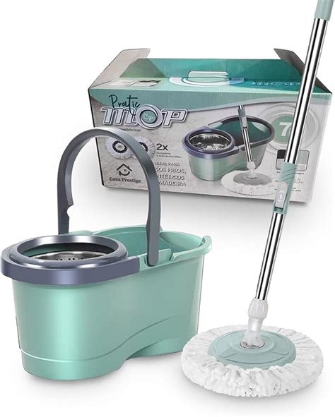 Balde Esfreg O Mop Girat Rio Inox Refil Microfibra Casa Prestige