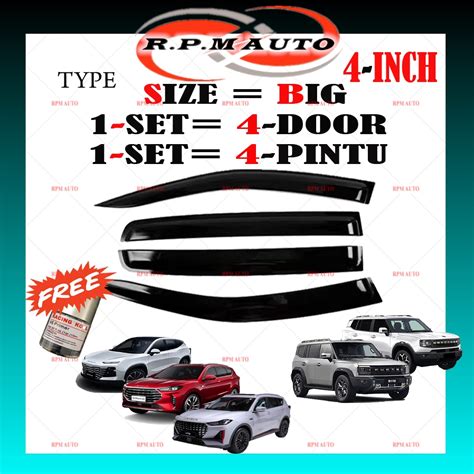 jetour  pcs air press dashing window tingkap kereta door visor mugen