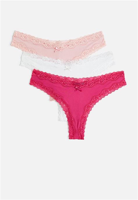 3 Pack Brazilian Briefs Light Pink White Cerise 0803070062 Handm