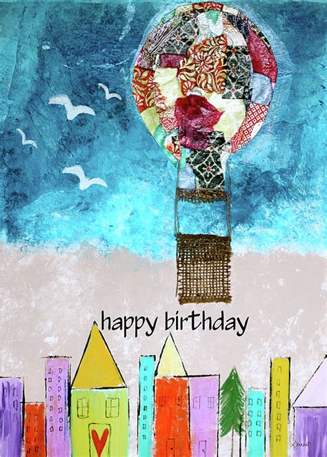 Hot Air Balloon Birthday Greeting Card Art By Kathleen Tennant Greeting Card By Kathleen Tennant