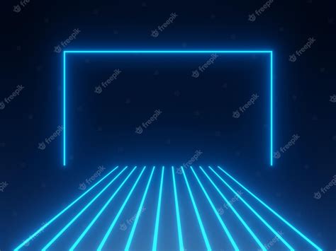 Premium Photo 3d Blue Neon Lights Background