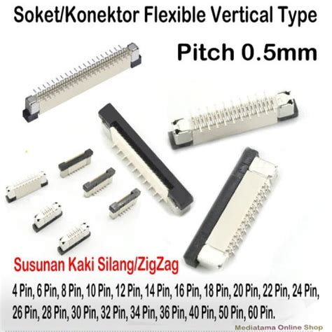 Jual Soket Konektor Kabel Flexible FFC FPC Pitch 0 5mm Vertical Drawer