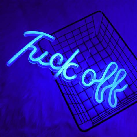 ENUOLI Letrero de neón Fuck Off luces de neón azules para decoración de pared funciona con