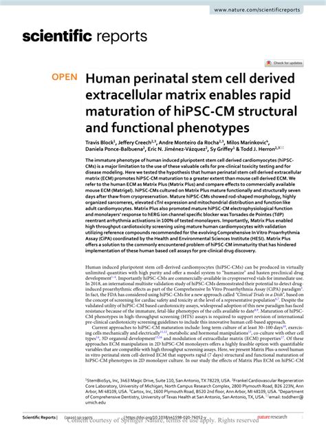 Pdf Human Perinatal Stem Cell Derived Extracellular Matrix Enables