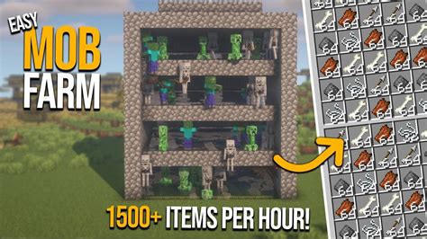 SIMPLE & EFFICIENT Mob Farm | 1500+ Drops per Hour! | Minecraft farm ...