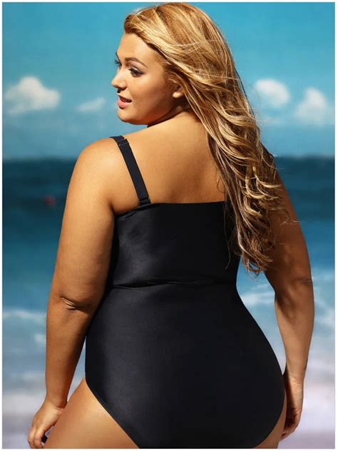 Hot Sexy Black Grey Color Block Ruched Plus One Piece Swimsuit Plus Size Bikini Swimwear