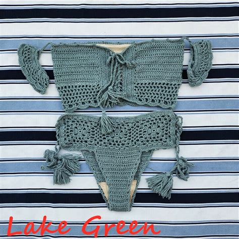 Crochet Bikini Set Festival Tassel Crop Top Bottom Sexy Swimsuit Beach Clothing Ebay