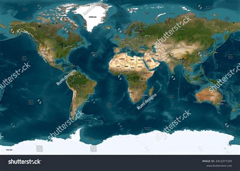 Natural Satellite World Map Hd Stock Illustration 2413377335 Shutterstock