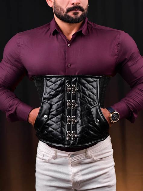Black Leather Men Corset