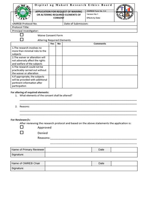 sop omreb form  waiver  alteration  informed consent
