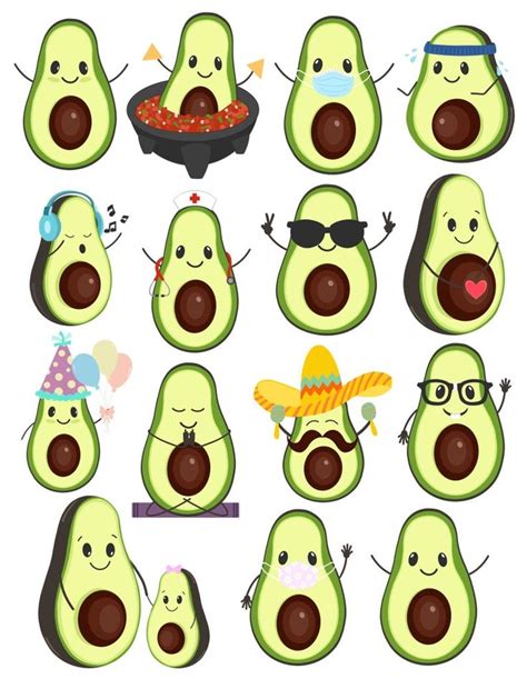 Cute Avocado Digital Planner Stickers Goodnotes Stickers Digital