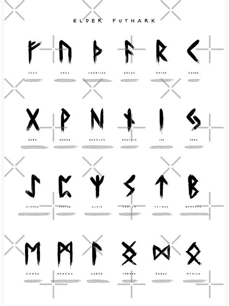 RUNES White Viking Scandinavian Old Norse Elder Futhark Runes Art