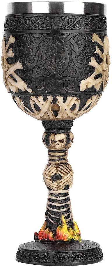 ITODA Copa de cáliz de vino gótico con calavera gótica osario de