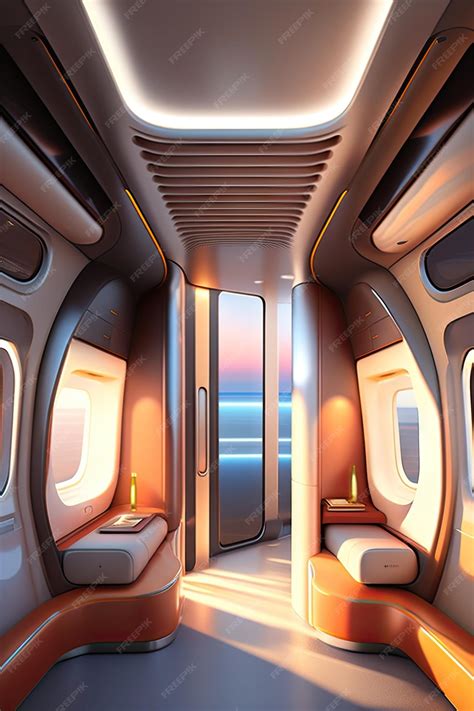 Premium Ai Image Minimalist Spaceship Cabin Interior