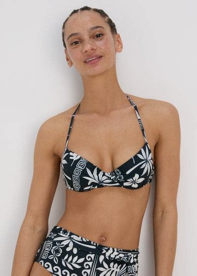 Black Cream Tile Print High Waisted Bikini Briefs Matalan