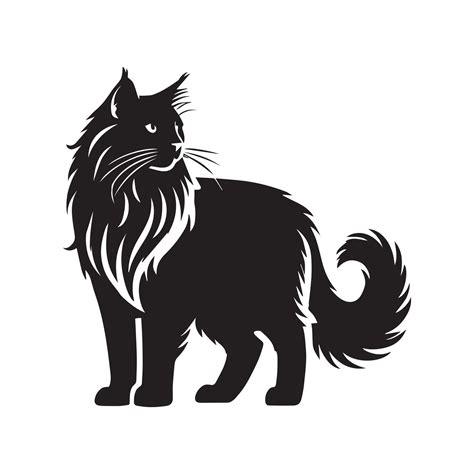 American Bobtail cat silhouette Cat Clipart illustration in black and