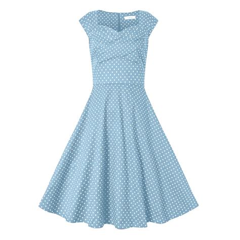 Vintage Style Square Neck Light Blue Polka Dots Dress For Women From Dressthat With Images