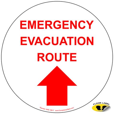 Emergency Response Floor Label White Us Made Nhe 18817