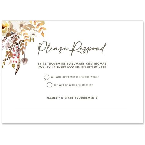 Boho Wedding Response Card