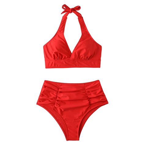 Lroveb Bikini Sets For Women High Waisted Set Two Piece Vintage Swimsuit Retro Bathing Suit With