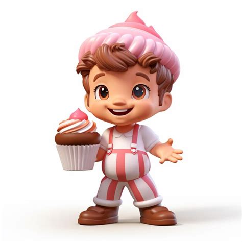 Premium AI Image | a cartoon character holding a cupcake and a cupcake